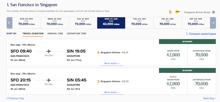 singapore airlines flight search